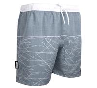 GUGGEN Mountain Badehose für Herren Schnelltrocknende Badeshorts 1608 mit Kordelzug Beachshorts Boardshorts Schwimmhose Männer Kariert Grau Weiss XXXXL