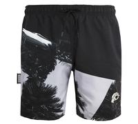 Herren Badehose mit Palmen Muster Weiß Schwarz 2XL