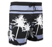 Herren Badehose mit Palmen Muster Weiß Schwarz L