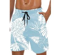 Herren-Badehose, schnelltrocknend, hawaiianische Boardshorts, Netzfutter, 22,9 cm Schrittlänge, Strandshorts mit Taschen