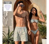 Herren-Badeshorts im Boyfriend-Stil mit Kordelzugbund, vorne gebunden, Paisley-Muster, lässig für Strand und Urlaub
