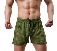 Herren Badeshorts LUNULE Transparent Netz Boxer Shorts mit Unterhose Schnelltrocknend Männer Unterwäsche Aushöhlen Stretchbund Wassershorts Sommer Beach Shorts Strand Hosen Boardshorts Kurz Hose Pants