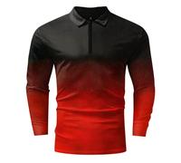 Herren Baggy Farbverlauf T-Shirt Langarm Casual Leichte Knopfhemden Tops Bluse Herren Casual Gradient Poloshirt Langarm Polos Fashion Splice T-Shirt Herren Langarm Fashion Gradient Polo Shirt