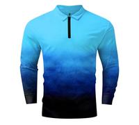 Herren Baggy Farbverlauf T-Shirt Langarm Casual Leichte Knopfhemden Tops Bluse Herren Casual Gradient Poloshirt Langarm Polos Fashion Splice T-Shirt Herren Langarm Fashion Gradient Polo Shirt