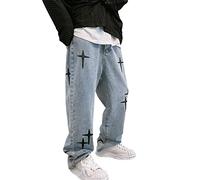 Herren Baggy Jeans Hip Hop Jeans Teenager Junge Streetwear Skateboard Y2K Hose Vintage Bedruckte Jeans Skater Skateboard Hose