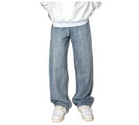 Herren Baggy Jeans Loose Fit Pants Classic Regular Hosen Vintage Jungen Jeans Hip Hop Style Breite Hosen Teenager Jungen Straight Leg Denim Hosen Y2K Streetwear Skateboard Jeanshosen