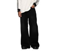 Herren Baggy Jeans Y2k Straight Leg Mid Waisted Solid Streetwear Loose Fit Vintage Hip Hop Denim Pants, #Qs-black, S