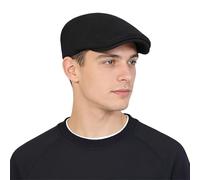 Herren Barett aus Baumwolle, Klassische Schiebermütze in Schwarz, Einheitsgröße 58cm für Herren