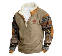 Herren Basic Sweatshirt - Oversized Sweatshirt für Herren Male Strickpullover mit Rundhals Hoodie T-Shirt Viertel-Reißverschluss Vintage Sweatshirt Herren Outdoor für Sport und Freizeit