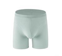 Herren Baumwolle Boxershorts Lange Bein Trunks Weiche Atmungsaktive Unterwäsche Streifenmuster für Sport Zuhause Tragen Schwarz Grün Blau Beige Grau (S Grün)