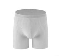 Herren Baumwolle Boxershorts Lange Bein Trunks Weiche Atmungsaktive Unterwäsche Streifenmuster für Sport Zuhause Tragen Schwarz Grün Blau Beige Grau (S Grau)