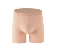 Herren Baumwolle Boxershorts Lange Bein Trunks Weiche Atmungsaktive Unterwäsche Streifenmuster für Sport Zuhause Tragen Schwarz Grün Blau Beige Grau (L Beige)