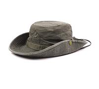 Herren Baumwolle Geprägt Hut, Außen Sonnenschutz Breite Krempe Faltbar Dschungelhut Fischerhut für Angel Wandern - Armee Grün