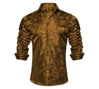 Herren-Baumwollhemd mit Knopfleiste, langärmeliges Hemd für Damen, gold, XL