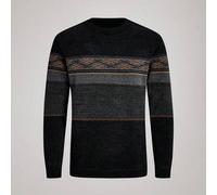 Herren blau gestreifter Chenille-Strickpullover, thermisch gefüttert, dick für den Winter
