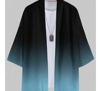 Herren blaue Farbverlauf bedruckte Sonnenschutz Lässig Offene Strickjacke, aus Polyester, Sommerstil