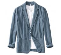 Herren-Blazer Aus Baumwoll-Leinen, Leichte Sommerjacke, Leinen-Sportjacke Für Herren, Zweiknopf-Anzugjacke, Business- Und Freizeitblazer, Dünner Blazer, Hochzeitsanzug, Resort-Urlaubsoutfi