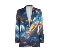 Herren-Blazer, langärmelig, Sportmantel, lässig, Business-Kleid, Anzug, ein Knopf mit Tasche, S-5XL, Universe Planet, M