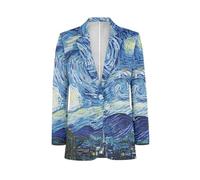 Herren-Blazer, langärmelig, Sportmantel, lässig, Business-Kleid, Anzug, ein Knopf mit Tasche, S-5XL, Van Gogh Sternennacht, M