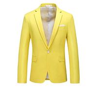 Herren Blazer Slim Fit Sport Mäntel 23 Farben für den täglichen Gebrauch und Party, zitronengelb, 46