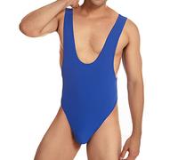 Herren Bodysuit Leotard Wrestling Singlet Unterwäsche Slip Active Jockstrap Jumpsuit Bodywear, Blau, M