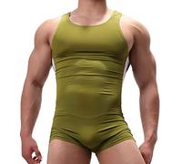 Herren Bodysuit Sport Fitnessstudio Athletic Supporters Unterhemden Boxer Wrestling Singlets Jumpsuits Leotard, Grün, X-Large