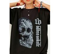 Herren Bohse Onkelz German Band Logo T-Shirt Schwergewicht 100 Gothic Totenkopf Biker Style mit ikonischem Logo-Print, Kurzarm Rundhals Casual Street