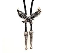 Herren-Bolo-Krawatte - Western-Cowboy-Lederseil, Gespreizte Flügel, Adler-Anhänger, Antikes Hemd, Accessoires, Krawatte, Persönlichkeit, Vintage-Neuheits-Halskette, Antikes Silber, Einheitsgröße