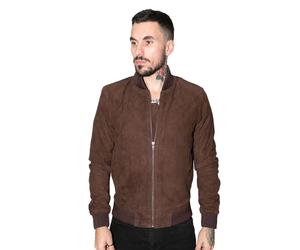 Herren-Bomberjacke aus Varsity-Leder im Retro-Stil aus Ziegenwildleder - Athen L