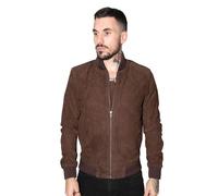 Herren-Bomberjacke aus Varsity-Leder im Retro-Stil aus Ziegenwildleder - Athen S