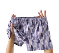 Herren-Boxershorts aus Baumwolle, 1er-Pack bedruckte lose Trunks, weiche mittelhohe Unterwäsche für die tägliche Nachtwäsche zu Hause (2XL Lila)