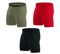 Herren-Boxershorts aus Baumwolle, bequeme Stretch-Boxershorts ohne juckendes Etikett, feuchtigkeitsableitend, Sportunterwäsche, Trunks, für den Alltag, Herren-Boxershorts, mittlere Taille, 3 Paar, rot