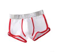Herren Boxershorts aus Baumwolle mit Streifenmuster, lockere atmungsaktive Unterwäsche im sportlichen Stil, bequeme Trunks für den täglichen Gebrauch und Freizeit, Größe L bis 3XL verfügbar(L White)