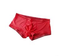 Herren Boxershorts aus Eis-Seide Transparent Low Rise Trunks Atmungsaktiv Dünne Unterwäsche M-2XL(Red M)