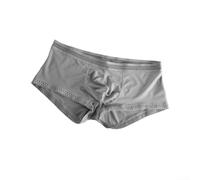 Herren Boxershorts aus Eis-Seide Transparent Niedrige Taille Atmungsaktiv Trunks Weiß M-2XL(Gray L)