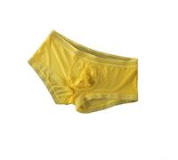 Herren Boxershorts aus Eis-Seide Transparent Niedrige Taille Atmungsaktiv Trunks Weiß M-2XL(Yellow M)