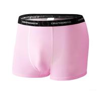 Herren-Boxershorts aus Eisseide, atmungsaktive Tasche, Unterwäsche, weiche, einfarbige Trunks für den täglichen Gebrauch, bequeme, leichte Shorts (L Pink)