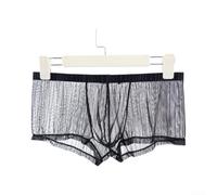 Herren-Boxershorts aus Eisseide, atmungsaktive Trunks mit Stretch-Passform, mittelhohe Unterwäsche für den täglichen Gebrauch, Schwarz (Schwarz, L)