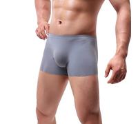 Herren-Boxershorts aus Eisseide, feuchtigkeitsableitend, super weich, bequem, Hipsterhose, Sporthose, Herren-Unterhose aus Mikrofaser, grau, M