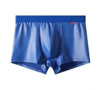 Herren-Boxershorts aus Kunstleder mit konvexem U-Beutel, dehnbare Trunks, Clubwear, Höschen für den täglichen Gebrauch und Partyabend, Größe M (2XL Blau)
