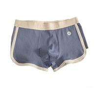 Herren Boxershorts aus Weicher Baumwolle Atmungsaktiv Klassische Unterwäsche Trunks für Alltag und Nachtwäsche Bequem Elastischer Bund Streifenmuster Schwarz Blau Grün Grau(XL Blue)