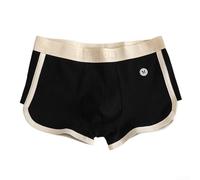 Herren Boxershorts aus Weicher Baumwolle Atmungsaktiv Klassische Unterwäsche Trunks für Alltag und Nachtwäsche Bequem Elastischer Bund Streifenmuster Schwarz Blau Grün Grau(2XL Black)