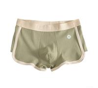 Herren Boxershorts aus Weicher Baumwolle Atmungsaktiv Klassische Unterwäsche Trunks für Alltag und Nachtwäsche Bequem Elastischer Bund Streifenmuster Schwarz Blau Grün Grau(L Green)
