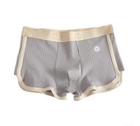 Herren Boxershorts aus Weicher Baumwolle Atmungsaktiv Klassische Unterwäsche Trunks für Alltag und Nachtwäsche Bequem Elastischer Bund Streifenmuster Schwarz Blau Grün Grau(L Gray)
