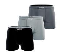 Herren-Boxershorts, Baumwolle, #FRGN, atmungsaktiv & hypoallergen (3 Stück), Schwarz/Weiß/Hellgrau/Dunkelgrau, M