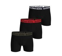 Herren Boxershorts Björn Borg Cotton Stretch 3P - black/red - Schwarz (M)