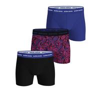 Herren Boxershorts Björn Borg Cotton Stretch 3P - blue/print/black - Mehrfarbig (M)