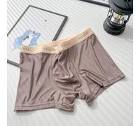 Herren Boxershorts Mid-Rise aus Eis-Seide, Atmungsaktiv & Elastisch, Einfarbig Unterwäsche Shorts für Alltag Urlaub, Regular Fit, 1 Stück (Schwarz)(XL Coffee)