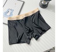 Herren Boxershorts Mid-Rise aus Eis-Seide, Atmungsaktiv & Elastisch, Einfarbig Unterwäsche Shorts für Alltag Urlaub, Regular Fit, 1 Stück (Schwarz)(XL Black)