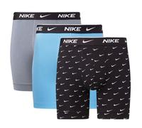 Herren Boxershorts Nike Everyday Cotton Stretch Boxer Brief 3P - swoosh print/grey/blue - Mehrfarbig (XL)